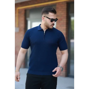 Erkek Fermuarlı Yakalı Kısa Kollu Tshirt