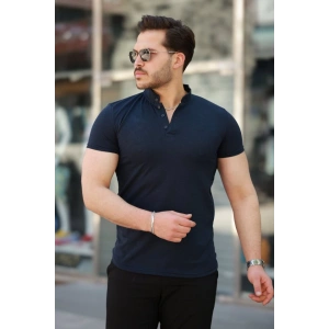 Erkek Hakim Yaka Dokuma Pamuklu Kumaş Kısa Kollu T-shirt
