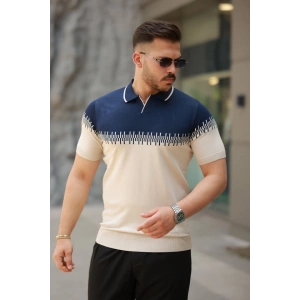 Erkek Hemşire Yaka çift Renk Kısa Kollu Tişört