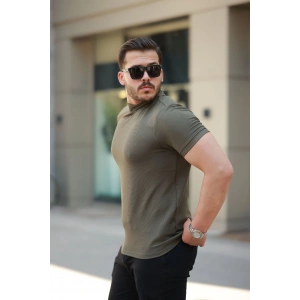 Erkek Ince çizgi Dokulu Kısa Kollu Tişört