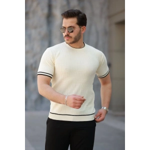 Erkek Jakarlı Ribanalı Kısa Kollu T-shirt