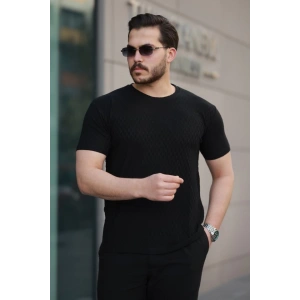 Erkek Kısa Kollu Baklava Desenli T-shirt