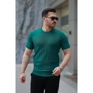 Erkek Kısa Kollu Bisiklet Yaka çizgili Triko Tişört