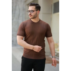 Erkek Kısa Kollu Bisiklet Yaka çizgili Triko Tişört