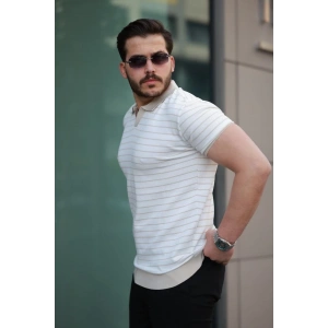 Erkek Kısa Kollu çizgi Desenli örme Kumaş Tshirt