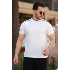 Erkek Omuzlar çizgi Detaylı Kısa Kollu T-shirt