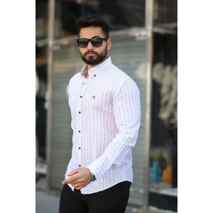 Erkek Pamuklu Çizgi Desenli Gömlek