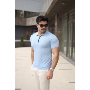 Erkek Polo Yaka Fermuar Detaylı Tişört