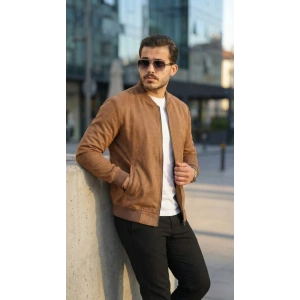 Erkek Scuba Süet Kumaş Bomber Hırka