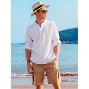 Erkek Uzun Kollu Hakim Yaka Düğmeli Erkek Müslim Gömlek