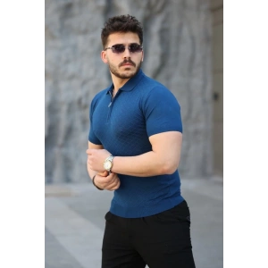 Erkek Viskon Kumaş Polo Yaka Desenli Tişört