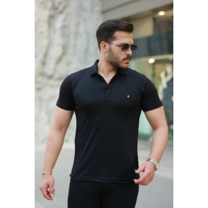 Erkek Yakalı Arma Detaylı Kısa Kollu Tişört