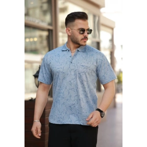 Erkek Yakalı Jakar Baskılı Kısa Kollu T-shirt