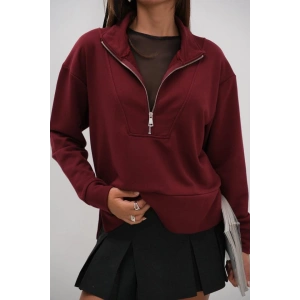 Fermuar Ve Dikiş Detaylı Sweatshirt