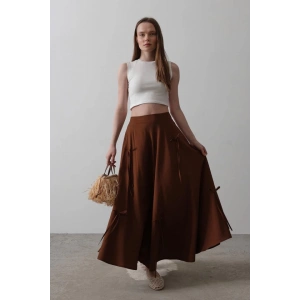 Fiyonk Kloş Etek - Kahve