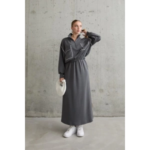 Füme Biyeli Sweatshirt Ve Etek Takım