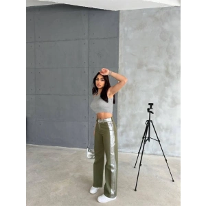 GABARDİN PALAZZO PANTOLON - Haki