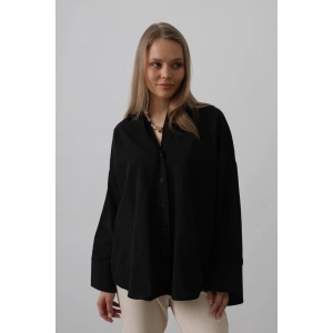 Geniş Manşet Detaylı Gömlek - Siyah