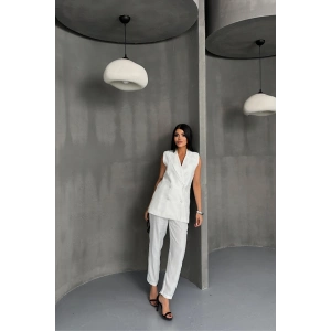 JAKAR KUMAŞ YELEK - PANTOLON TAKIM - Beyaz