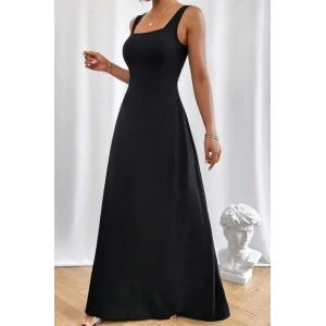 Kadın Askılı U Yaka Janjan Krep Elbise