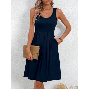 Kadın Askılı Yuvarlak Yaka önden Pileli Viskon Elbise