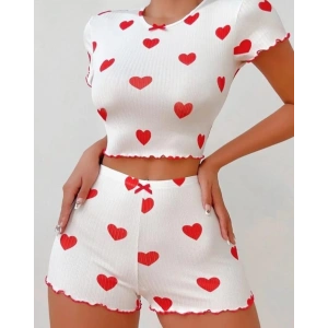 Kadın Beyaz Fiyonk Desenli Seksi Gecelik Takım 5007