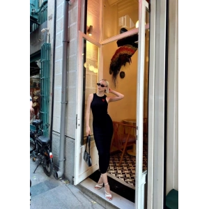 Kadın Bisiklet Yaka Kalp Nakış Detay Kaşkorse Kumaş Kalem Elbise