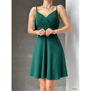 Kadın Dalgıç Krep Kumaş Askılı Mini Elbise