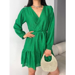 Kadın Fırsat ürünü Kruvaze Yaka Güpürlü Mini Elbise