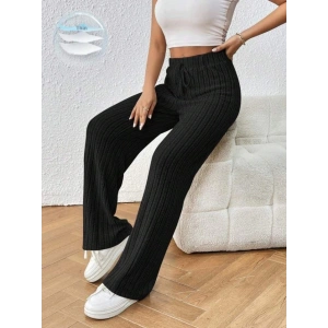 Kadın Hafif şardonlu Full Likralı Fitilli Kaşkorse Kumaş Bol Paça Pantolon