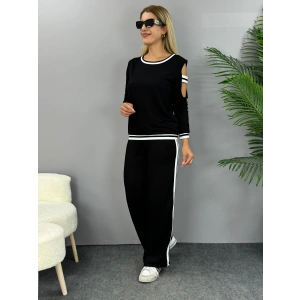 Kadın Iki Iplik Penye Kumaş Kol Detaylı Ribanalı Ikili Takım