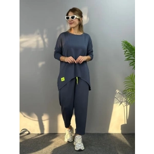 Kadın Iki Iplik Viskon Pamuk Kumaş Arma Detaylı Ikili Takım