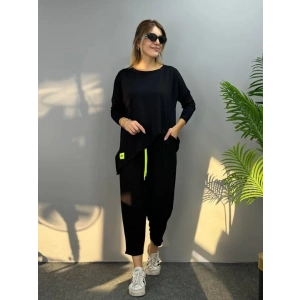 Kadın Iki Iplik Viskon Pamuk Kumaş Arma Detaylı Ikili Takım