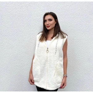 Kadın Kapüşon Ve Fermuar Detay Welsoft Kolsuz Yelek