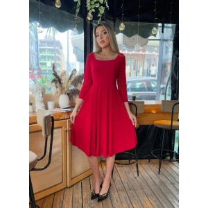 Kadın Kare Yaka Truvakar Kol Fırsat ürün Midi Boy Elbise