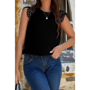 Kadın Kısa Kollu Bisiklet Yaka Ithal Krep Bluz