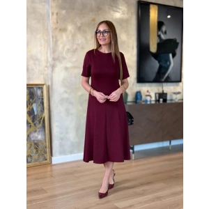 Kadın Kısa Kollu Bisiklet Yaka Midi Viskon Iki Iplik Elbise