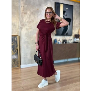 Kadın Kısa Kollu Bisiklet Yaka Yandan Bağlamalı Viskon Iki Iplik Elbise