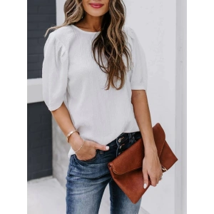 Kadın Kısa Kollu Pileli Balın Kol Bürümcük Bluz