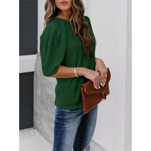 Kadın Kısa Kollu Pileli Balın Kol Bürümcük Bluz