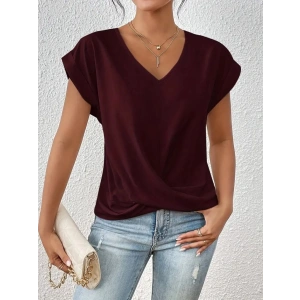 Kadın Kısa Kollu V Yakalı önden çapraz Geçmeli Detay Viskon Bluz