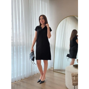 Kadın Kısa Kollu Yakalı Viskon Iki Iplik Elbise