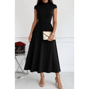 Kadın Kısa Kollu Yarı Balıkçı Yaka Viskon Elbise