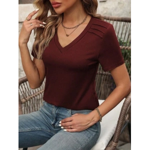 Kadın Kollu V Yakalı Omuzlarda çizgi Detaylı Viskon Bluz