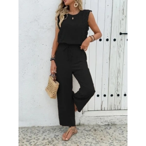 Kadın Kolsuz Bisiklet Yaka Aerobin Bluz Ve Bağcıklı Pantolon