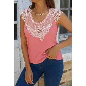 Kadın Kolsuz Dantel Yaka Kaşkorse Bluz