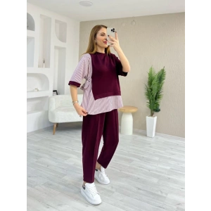 Kadın Kristal 2 Iplik Kumaş Yanları çizgili Takım