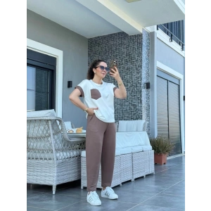 Kadın Kristal Kumaş Garnili Cep Detaylı Ikili Takım