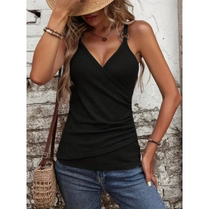 Kadın Kruvaze Yaka Askı Halka Aksesuar Detay Waffle Bluz