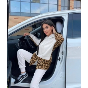 Kadın Leopar Ve Gömlek Detay Sweat Ve Pantolon Kili Takım
